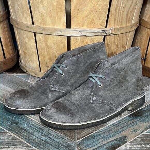 Clarks Originals Distressed Taupe Suede Crepe Sole Desert Chukka Boots Womens 10 - Picture 3 of 11